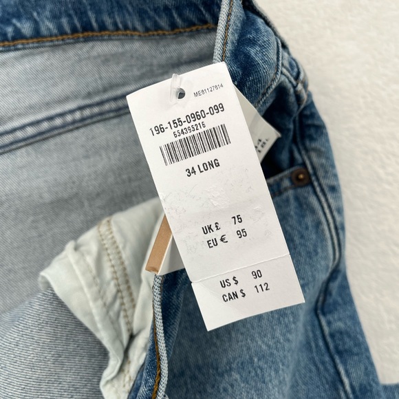 NWT Abercrombie & Fitch 34, 18 L Long 90s Straight Ultra High Rise Distressed - Picture 5 of 12